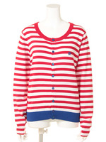 FREAK ボーダー ニット カーディガン/柄RED