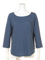 【BED＆BREAKFAST】Technorama Thin Stripe Boat Neck Tops/NAVYmix