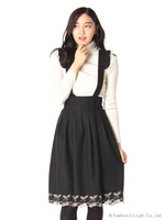 サスペンダー付チェリースカート/クロ