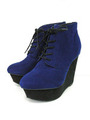 ハイウェッジレースアップショートブーツ/ブルー
