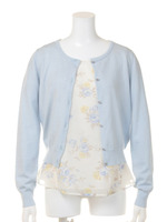 ビジューカーデ×フラワーシフォンアンサンブル/ブルー