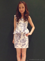 フラワープリントペプラムセットアップ/ネイビー