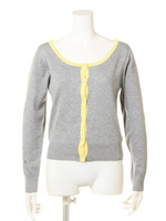 丸首カーディガン/オフホワイト/ロイヤルブルー