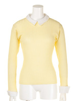襟カフスリブニット/イエロー