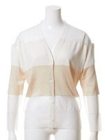 透明カラーブロックボーダーカーデ/BEG