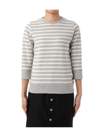 7分袖ボーダー天竺カットソー/グレー系(312)