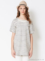 【1stline】ボーダー×ビジューワンピCL−0450/NVY