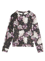 ぼかしタッチフラワープリントカットソー/ブラック(119)