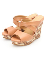 クロスデザインウェッジサンダル/ベージュ系(571)