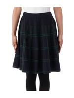 チェック柄フレアニットスカート/ネイビー系(293)