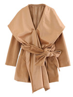 フード付きオーバーコート/ブラック