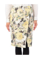 フラワープリントラップ風スカート/イエロー(132)