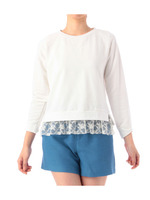 ミニ裏毛チュールレイヤードトレーナー/ホワイト(001)