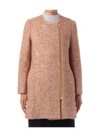 モザイクジャカードノーカラーコート/キャメル(441)