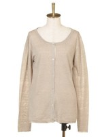 リネンクルーネックカーディガン/柄Ａ1