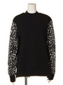 FLEECE MIX CREW NECK TOP/BLACK
