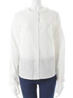 【ECURY】襟フリルブラウス/ホワイト