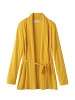 シルクコットンドレープカラーカーディガン/イエロー系(033)