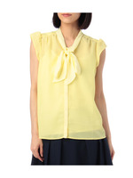 ドビーストライプボウタイブラウス/レモンイエロー(031)