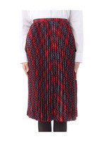 バイアスチェックミモレ丈プリーツスカート/レッド(262)