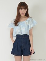 ラウンドデニムショーパン/インディゴ