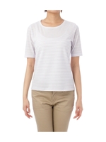 ラメボーダージャージカットソー/ピンク系(373)