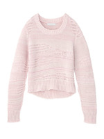 麻混透かし編みニットプルオーバー/ピンク系(371)