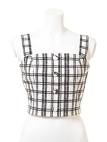 WチェックビスチェTOP/BLK