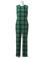 【GREED】Compression Wool Check Jumpsuite/GREEN