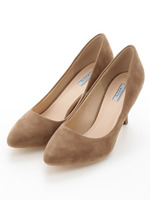【ILIMA】ヒールスモールリボンポインテッドパンプス/グレーベージュスエード