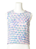 エスニック幾何柄タンクトップ/BLK