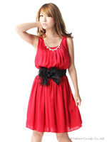 パーティードレス・バラベルト付ドレス/クロ