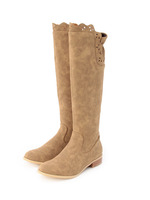 カットワークロングブーツ/ベージュ系(052)