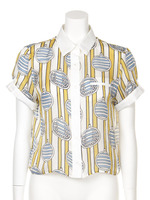 ザクロプリントシャツ/BLU