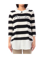 シャツレイヤード風ロゴ入りカットソー/ブラック(319)