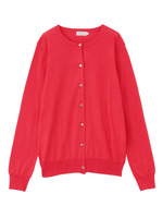 シルク混クルーネックニットカーディガン/レッド(062)