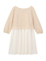 ツイード切り替えフレアワンピース/ライトベージュ(051)