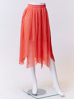 プリーツヘムミディSK/オレンジ