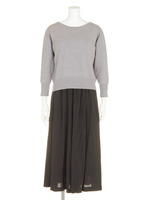 2WAYニットフレアーガウチョコンビOP/グレー