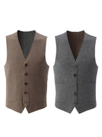 カシミア混無地Wフェイスベスト/サンドベージュ(053)