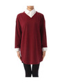 シャツレイヤードニットワンピース/ワインレッド(063)