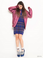 タータンチェックニットスカート/NAVY