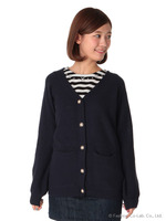 パールボタンロングカーディガン/ネイビー