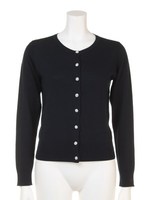 ビジューフラワーボタンUVケアニットカーデ/モクグレー