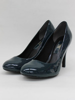 ラウンドトゥエナメル&チェックパンプス/チェック