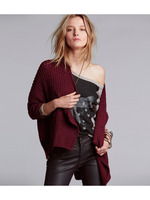 ワイドシルエットニットカーディガン/ワインレッド(063)