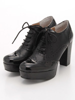 厚底ウィングチップパンプス/DARK BROWN