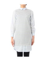 シャツレイヤード風ボーダーワンピース/ホワイト(301)