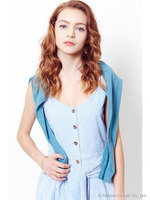 スリーブレイヤードストライプOP/ブルー