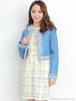 ツイードプリントワンピース/ピンク